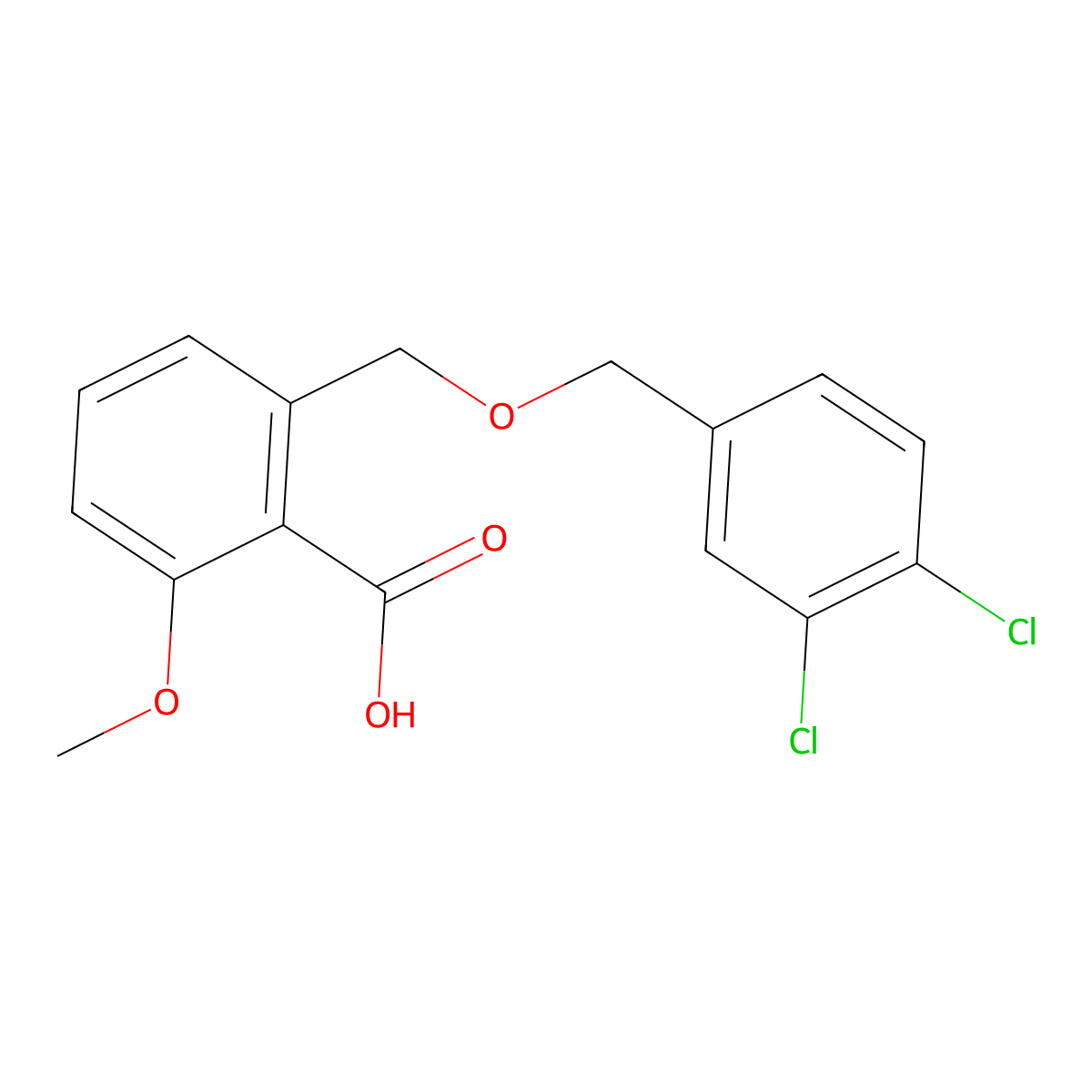 2-(3,4-Dichloro-benzyloxymethyl)-6-methoxy-benzoic acid molecular structure, CAS 1171923-58-2