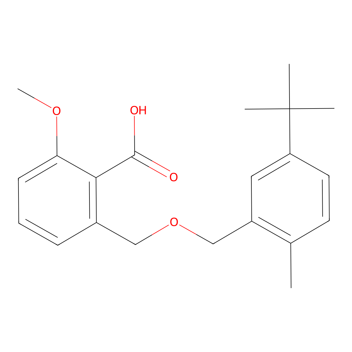 2-(5-tert-Butyl-2-methyl-benzyloxymethyl)-6-methoxy-benzoic acid molecular structure, CAS 1171923-64-0