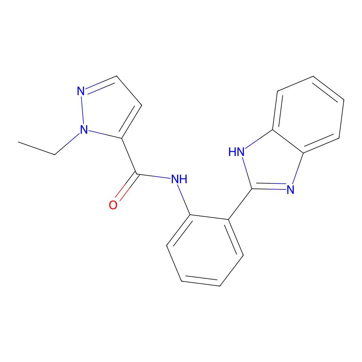 N-(2-(1H-benzo[d]imidazol-2-yl)phenyl)-1-ethyl-1H-pyrazole-5-carboxamide molecular structure, CAS 1171923-65-1