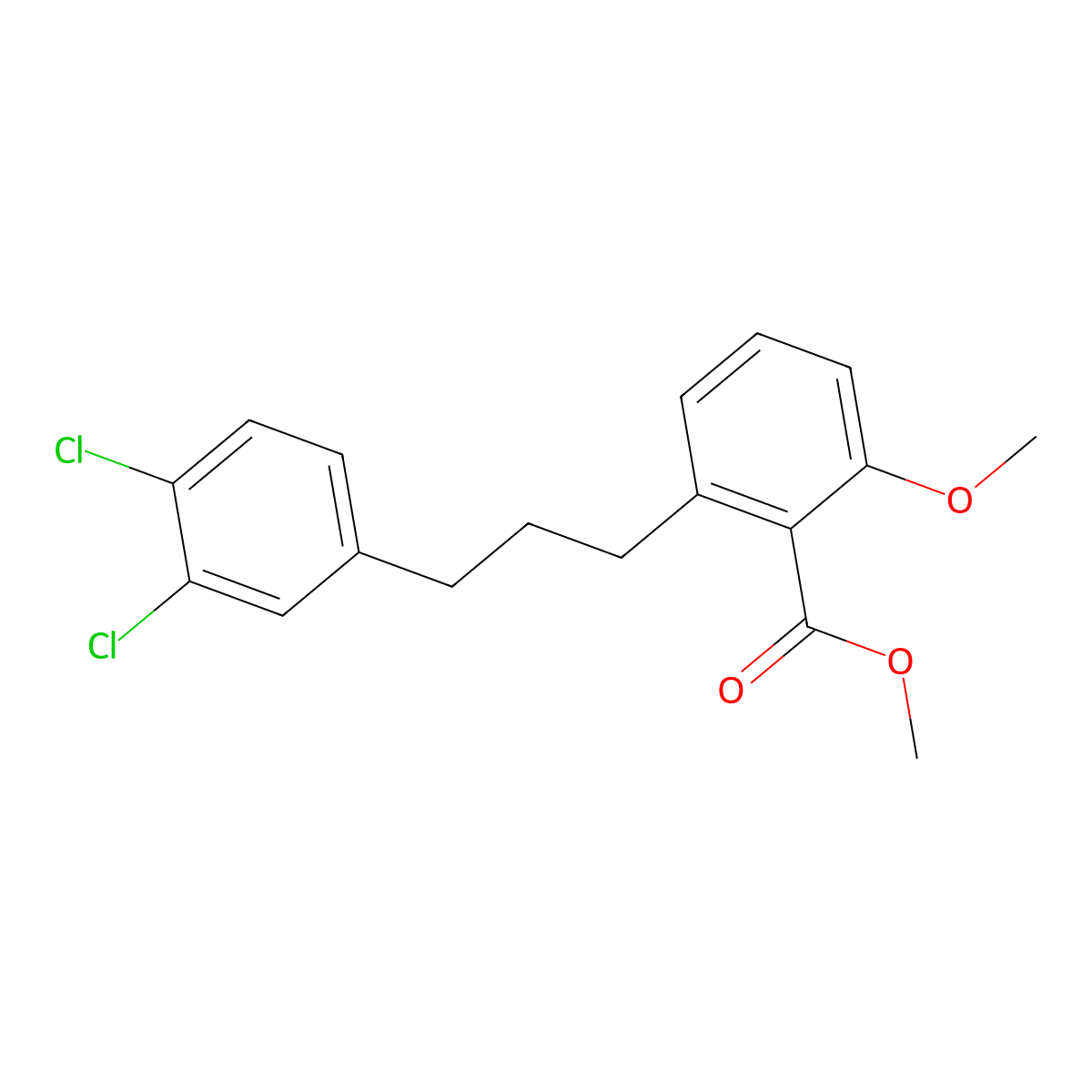 2-[3-(3,4-Dichloro-phenyl)-propyl]-6-methoxy-benzoic acid methyl ester molecular structure, CAS 1171923-70-8