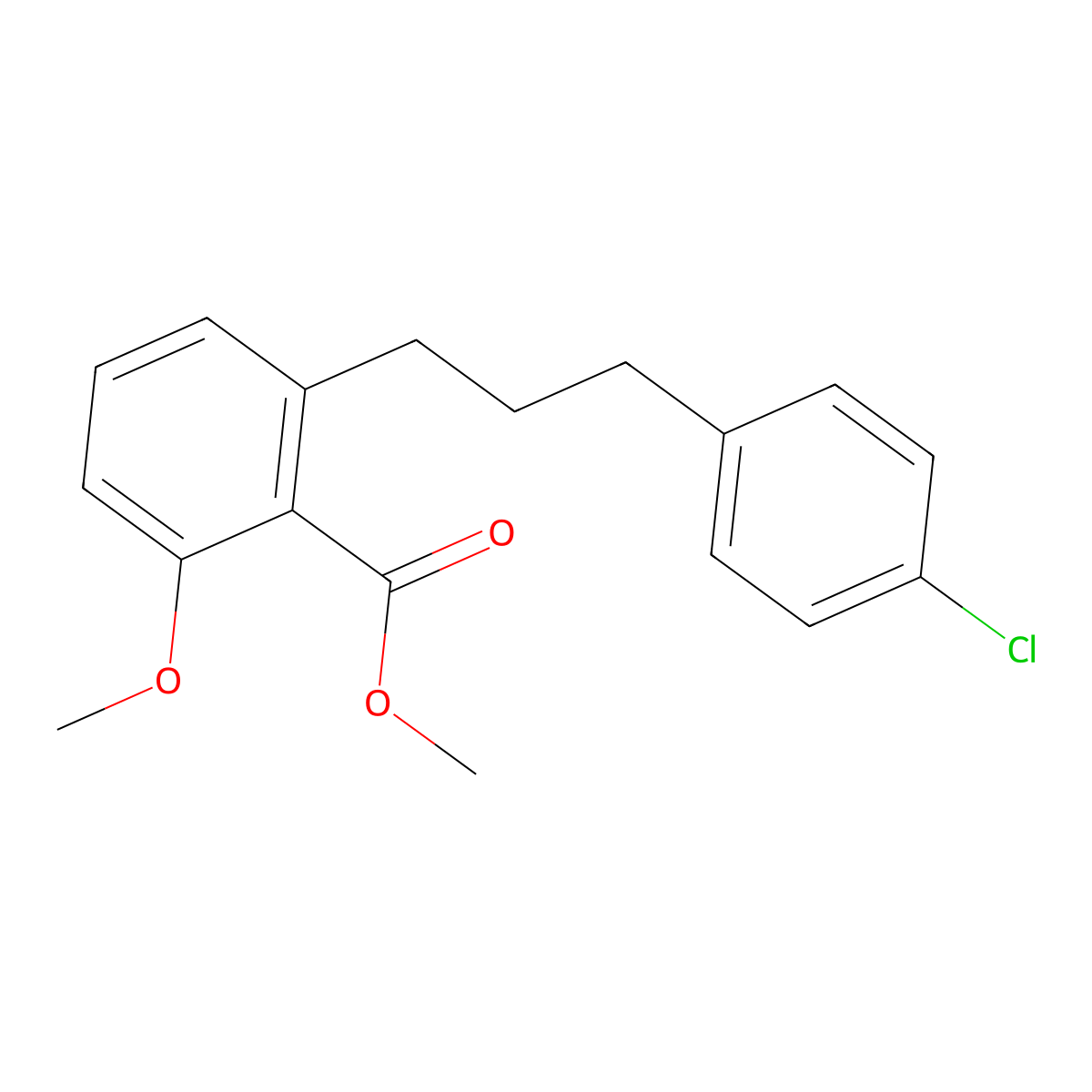 2-[3-(4-Chloro-phenyl)-propyl]-6-methoxy-benzoic acid methyl ester molecular structure, CAS 1171923-75-3