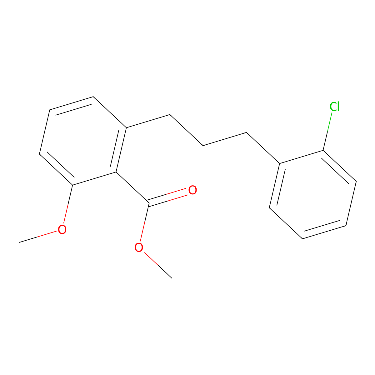 2-[3-(2-Chloro-phenyl)-propyl]-6-methoxy-benzoic acid methyl ester molecular structure, CAS 1171923-84-4