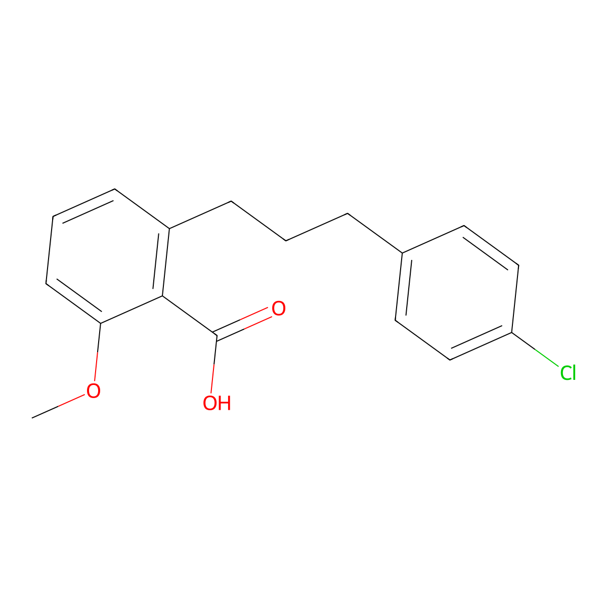 2-[3-(4-Chloro-phenyl)-propyl]-6-methoxy-benzoic acid molecular structure, CAS 1171923-85-5