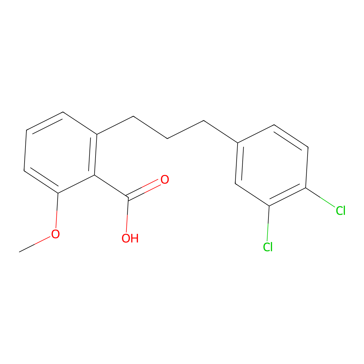 2-[3-(3,4-Dichloro-phenyl)-propyl]-6-methoxy-benzoic acid molecular structure, CAS 1171923-86-6