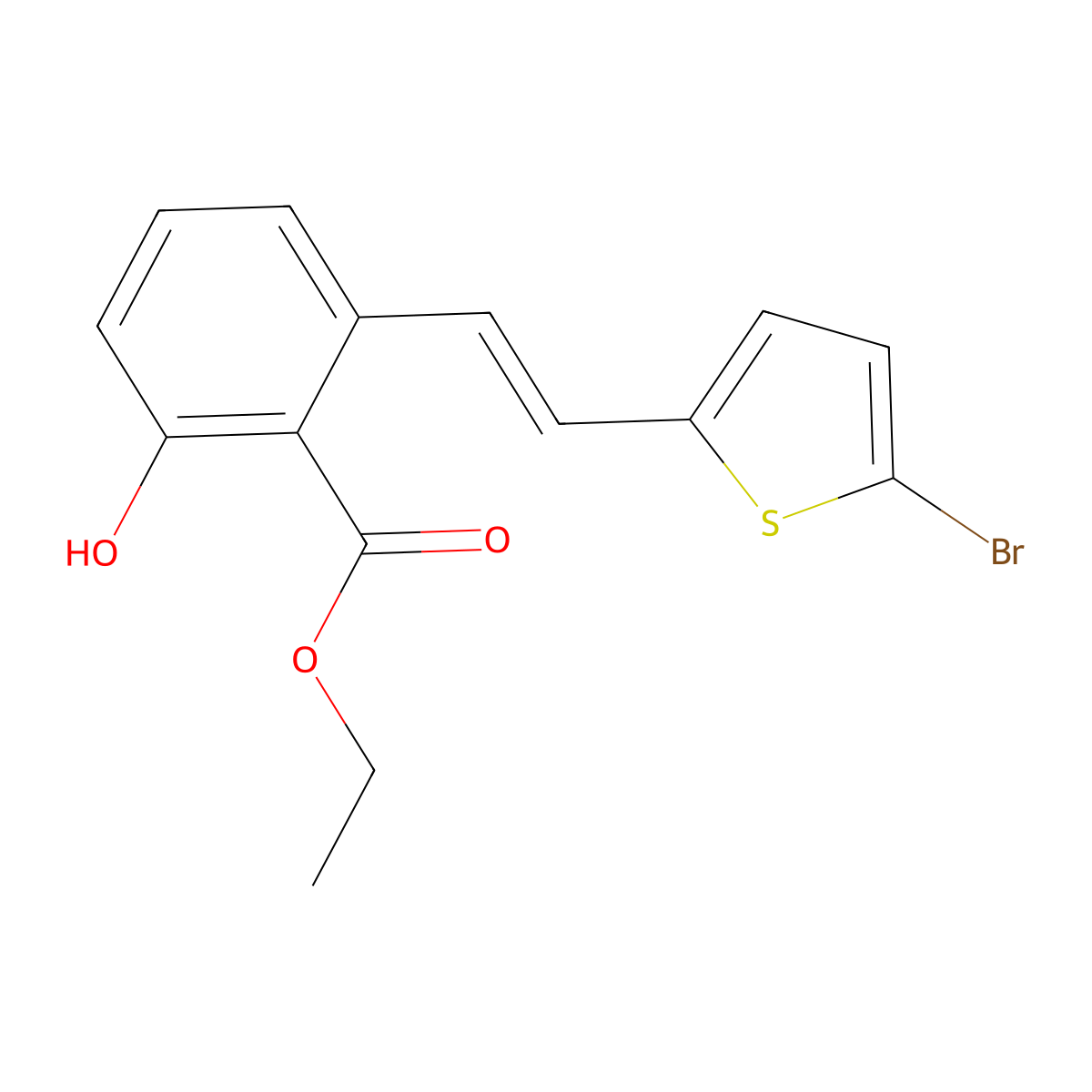 2-[2-(5-Bromo-thiophen-2-yl)-vinyl]-6-hydroxy-benzoic acid ethyl ester molecular structure, CAS 1171924-18-7