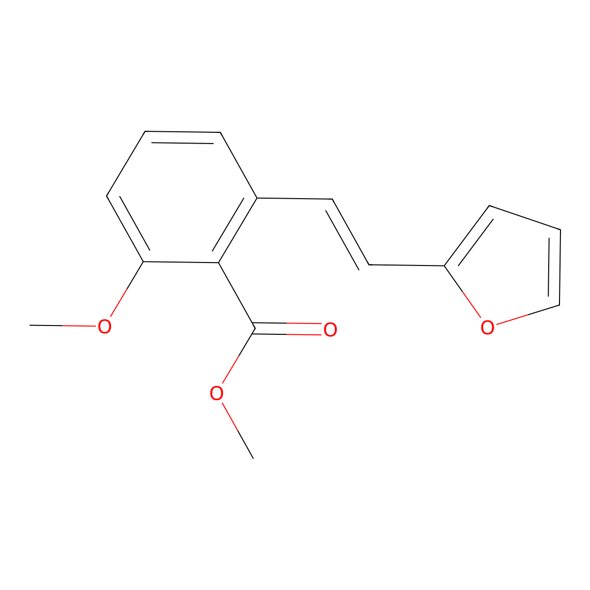 2-(2-Furan-2-yl-vinyl)-6-methoxy-benzoic acid methyl ester molecular structure, CAS 1171924-20-1