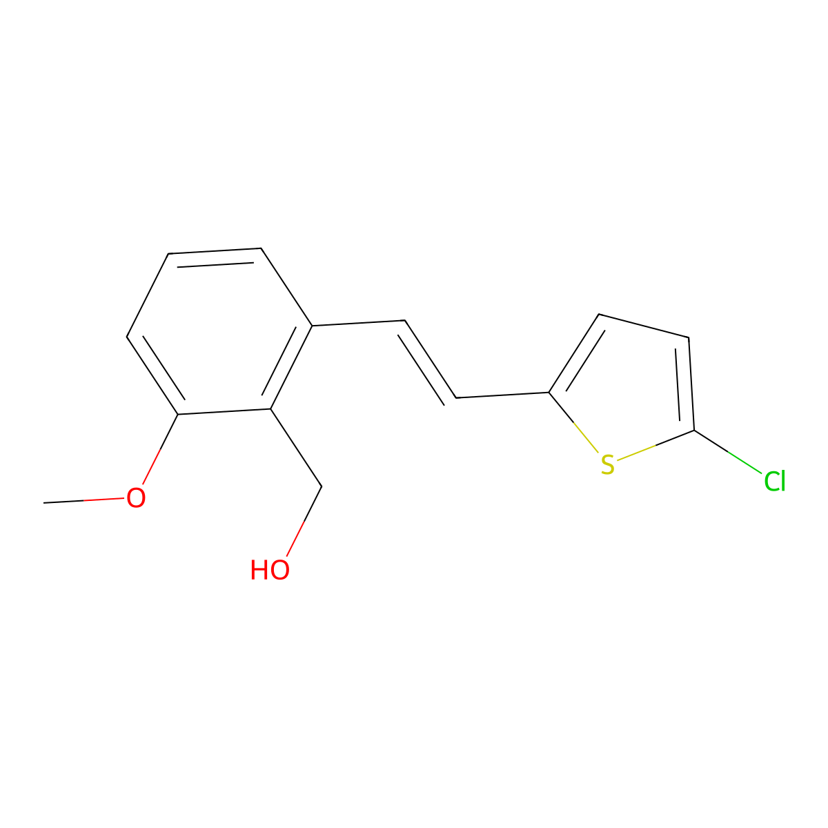 {2-[2-(5-Chloro-thiophen-2-yl)-vinyl]-6-methoxy-phenyl}-methanol molecular structure, CAS 1171924-32-5