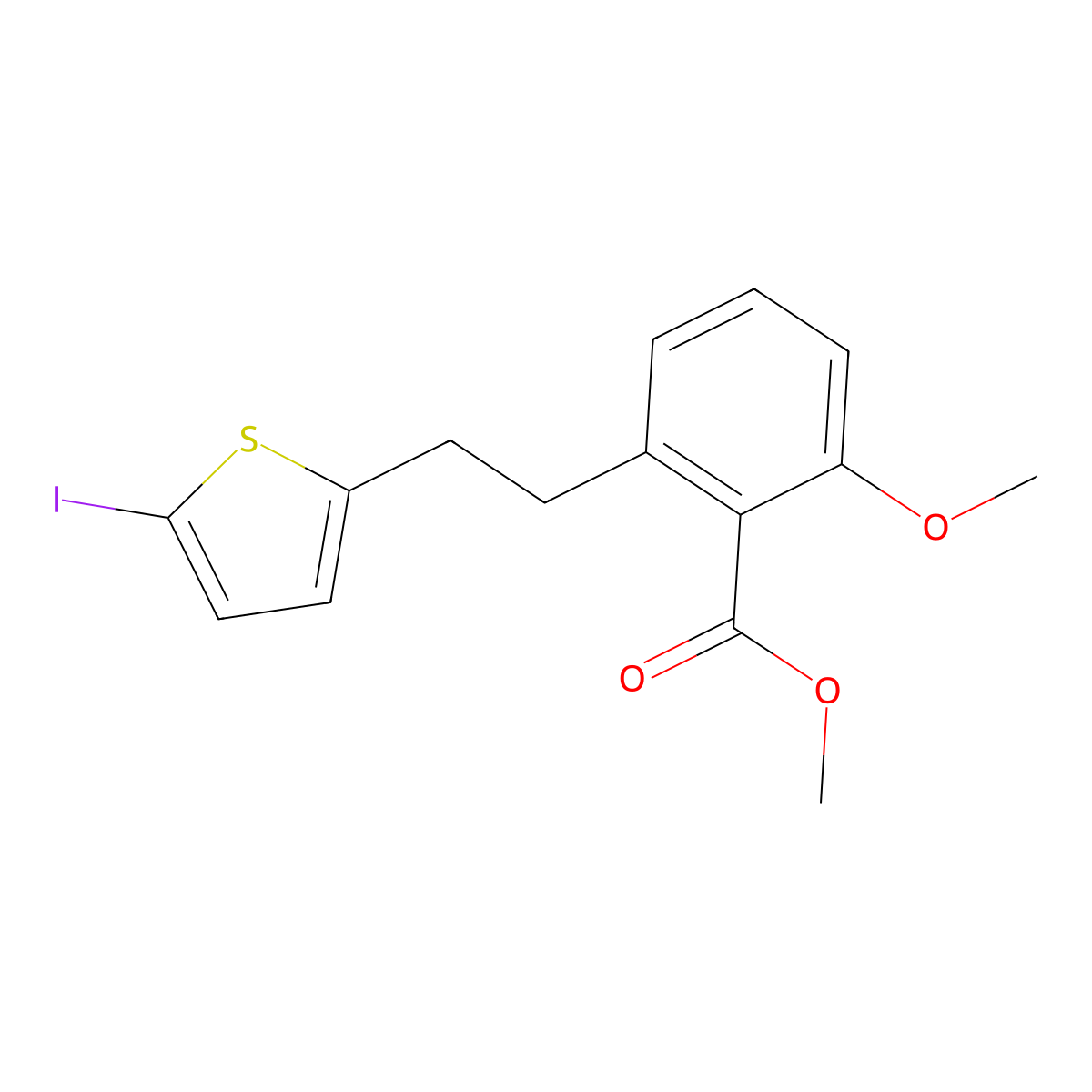 2-[2-(5-Iodo-thiophen-2-yl)-ethyl]-6-methoxy-benzoic acid methyl ester molecular structure, CAS 1171924-34-7