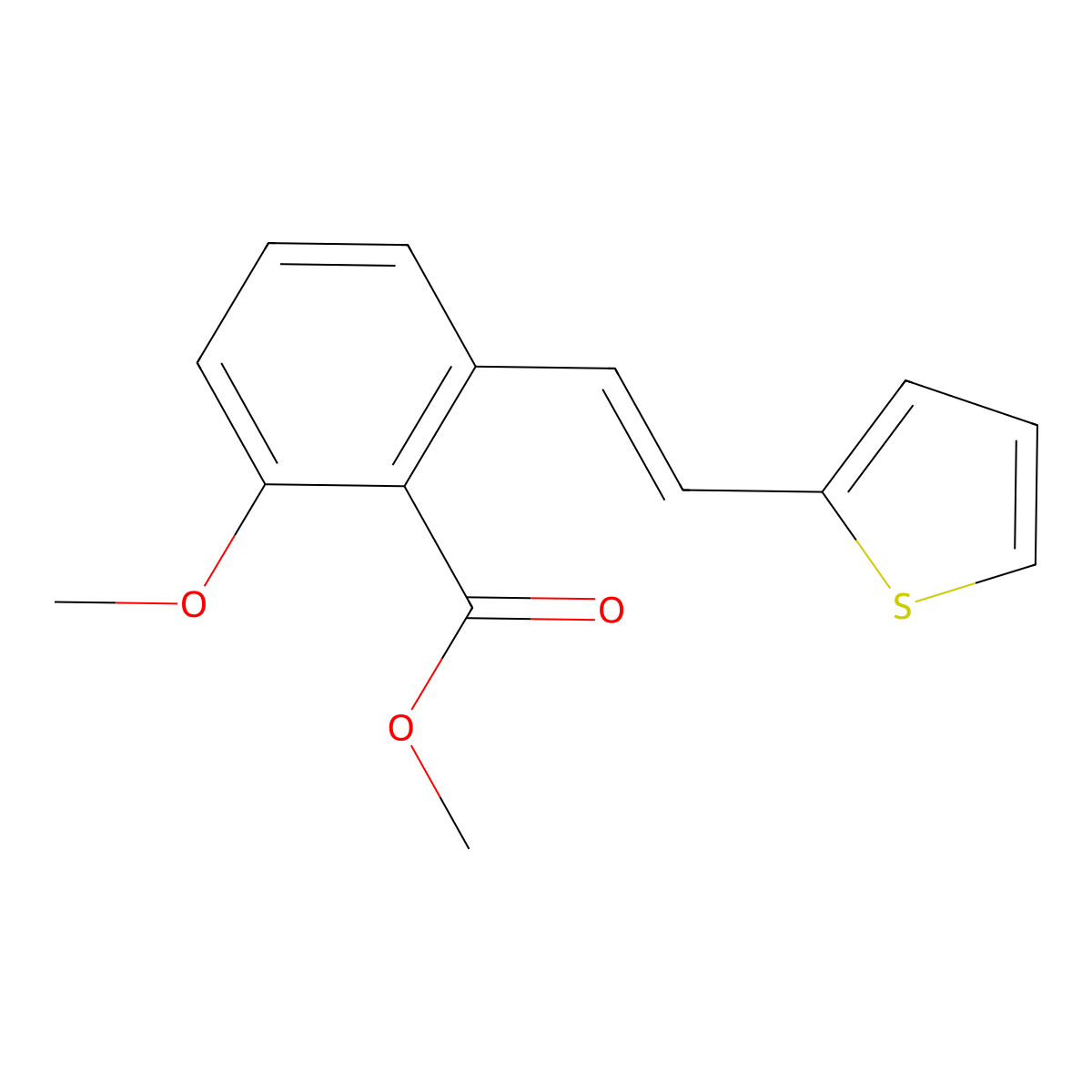2-Methoxy-6-(2-thiophen-2-yl-vinyl)-benzoic acid methyl ester molecular structure, CAS 1171924-45-0
