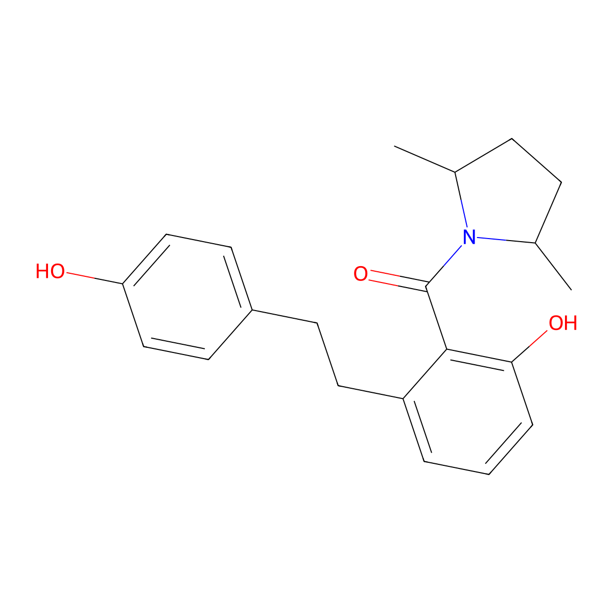 (2,5-Dimethyl-pyrrolidin-1-yl)-{2-hydroxy-6-[2-(4-hydroxy-phenyl)-ethyl]-phenyl}-methanone molecular structure, CAS 1171924-53-0