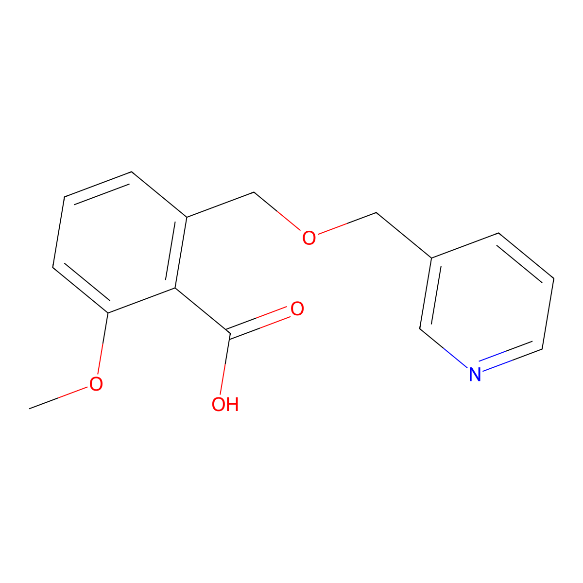 2-Methoxy-6-(pyridin-3-ylmethoxymethyl)-benzoic acid molecular structure, CAS 1171924-60-9