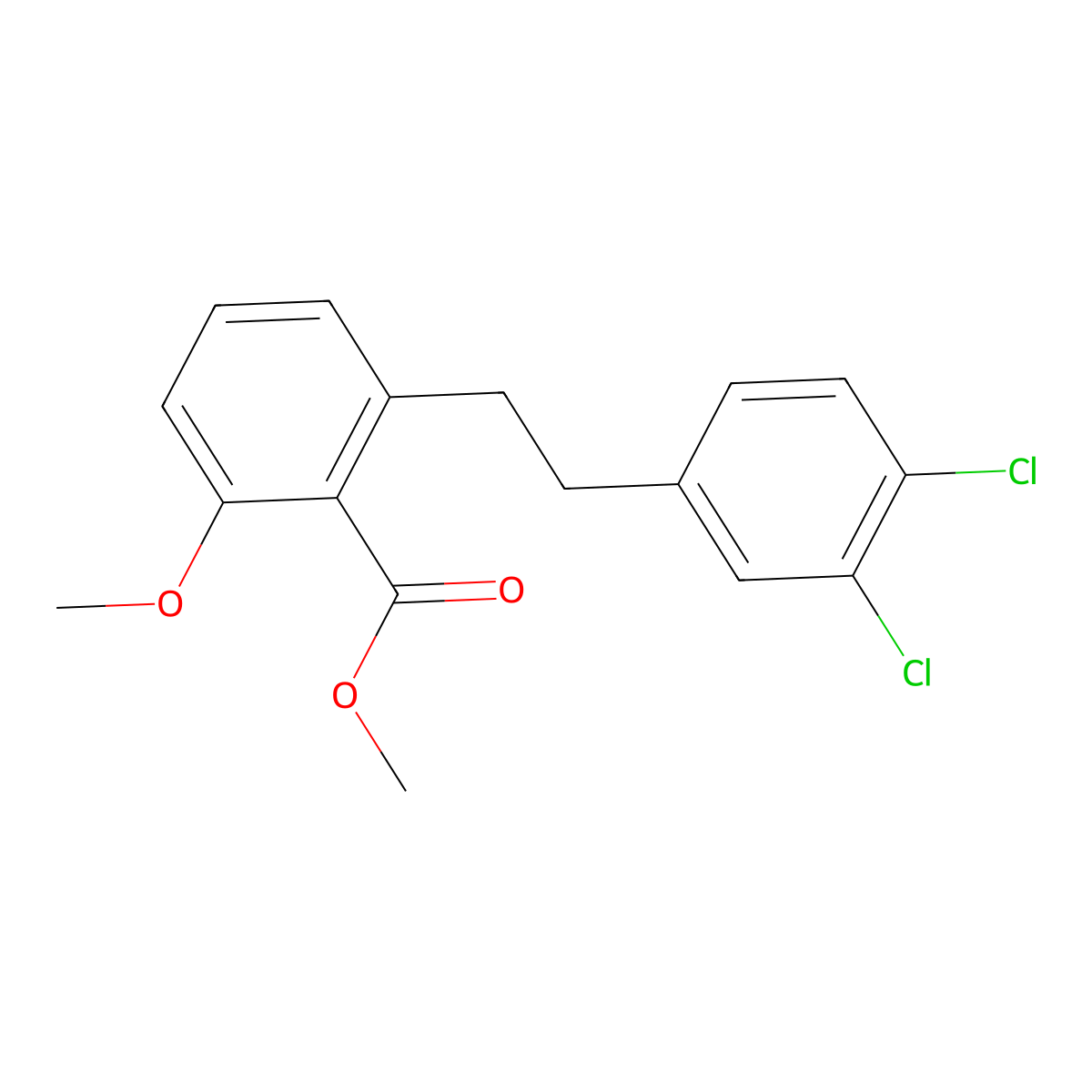 2-[2-(3,4-Dichloro-phenyl)-ethyl]-6-methoxy-benzoic acid methyl ester molecular structure, CAS 1171924-84-7