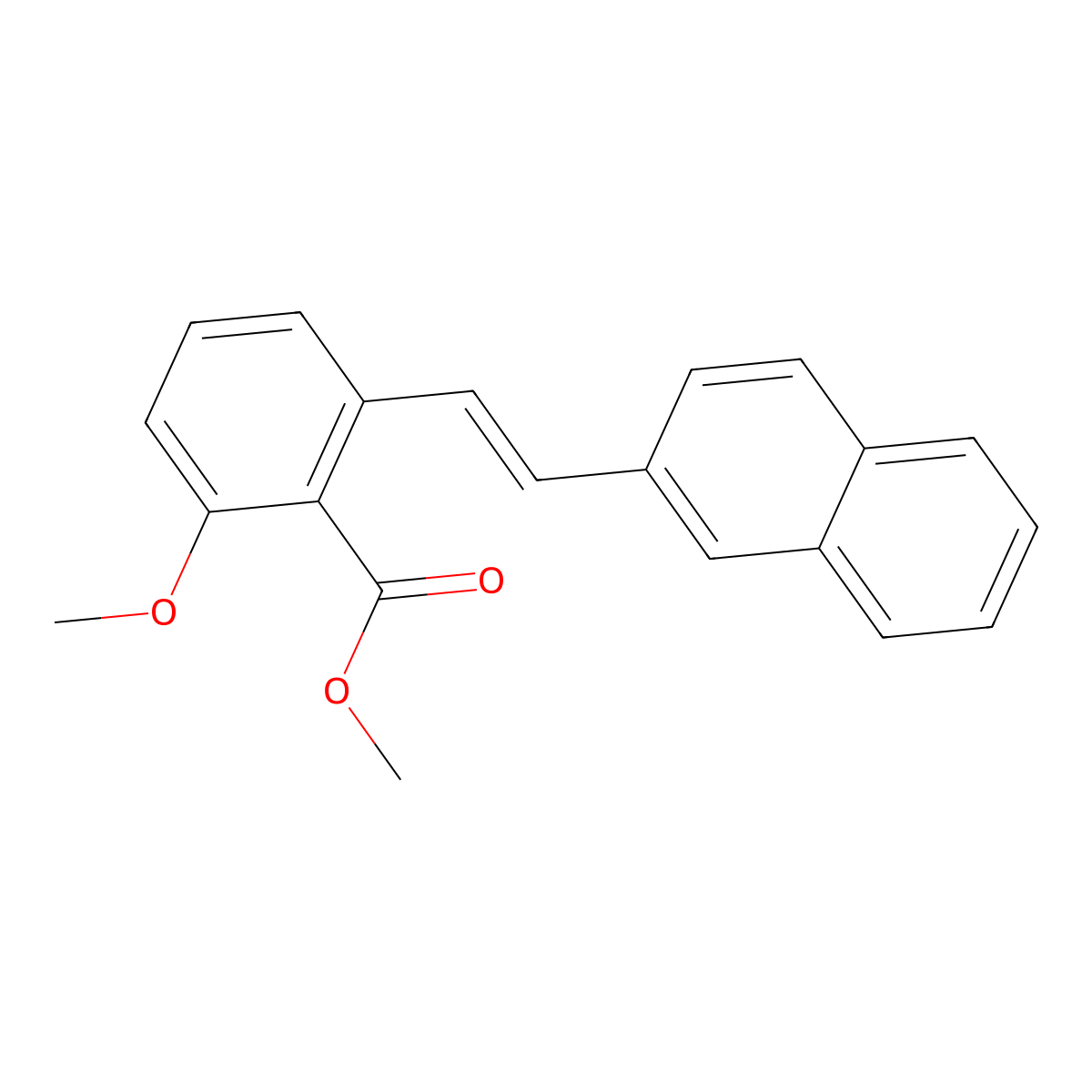 2-Methoxy-6-(2-naphthalen-2-yl-vinyl)-benzoic acid methyl ester molecular structure, CAS 1171924-85-8