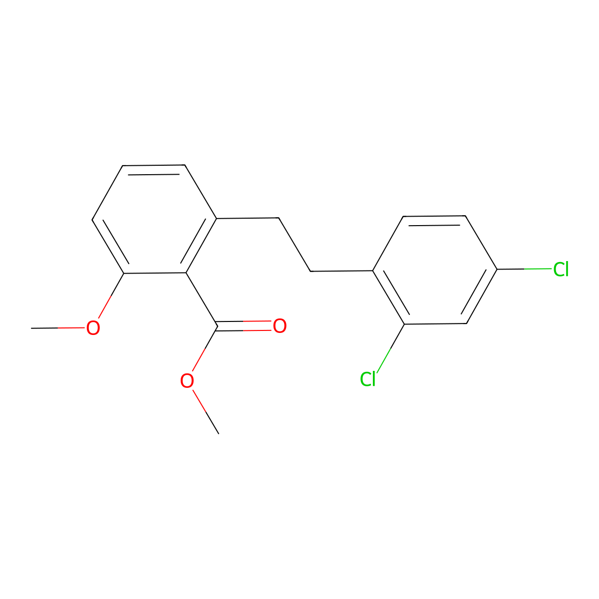 2-[2-(2,4-Dichloro-phenyl)-ethyl]-6-methoxy-benzoic acid methyl ester molecular structure, CAS 1171924-91-6