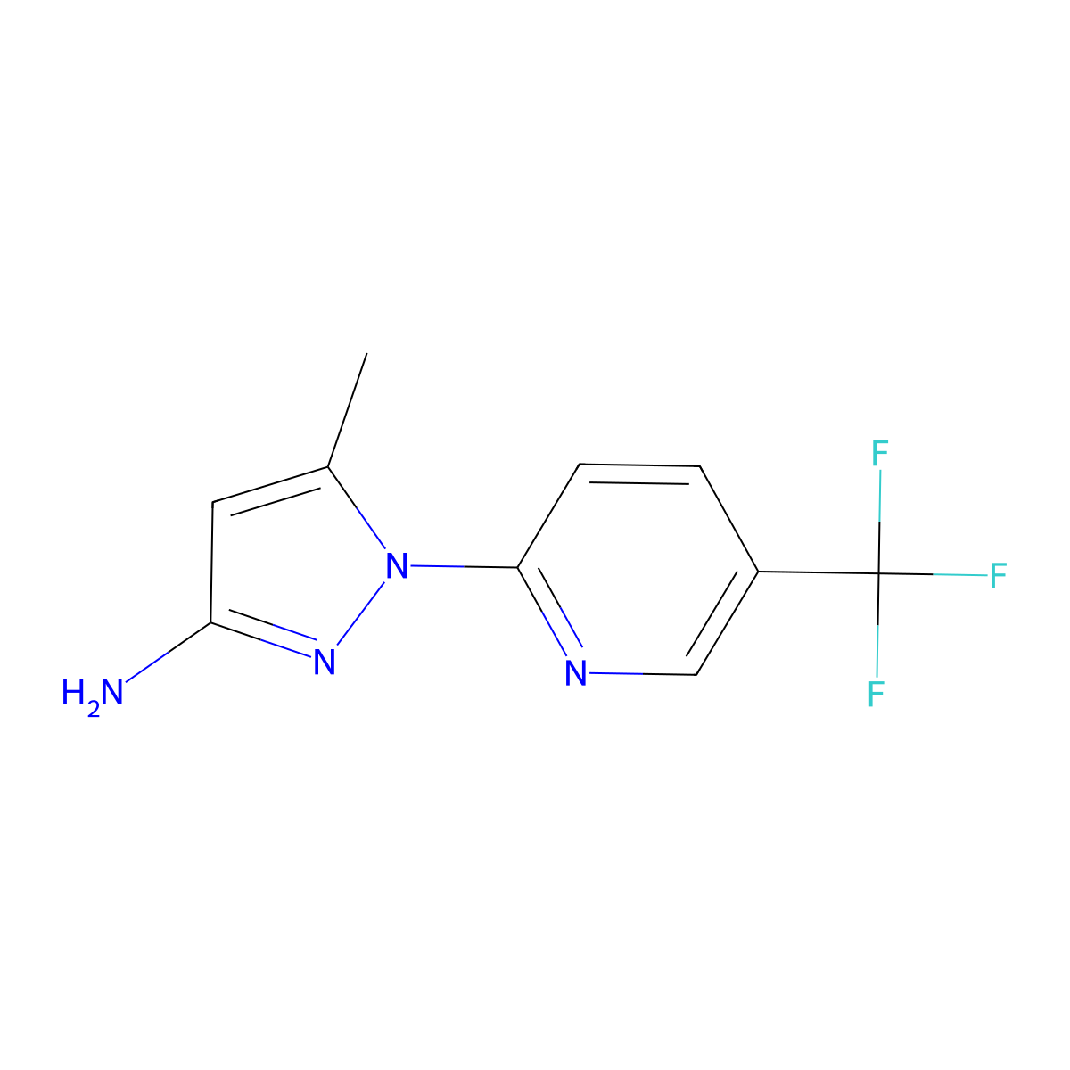 5-Methyl-1-(5-(trifluoromethyl)pyridin-2-yl)-1H-pyrazol-3-amine molecular structure, CAS 1171925-31-7