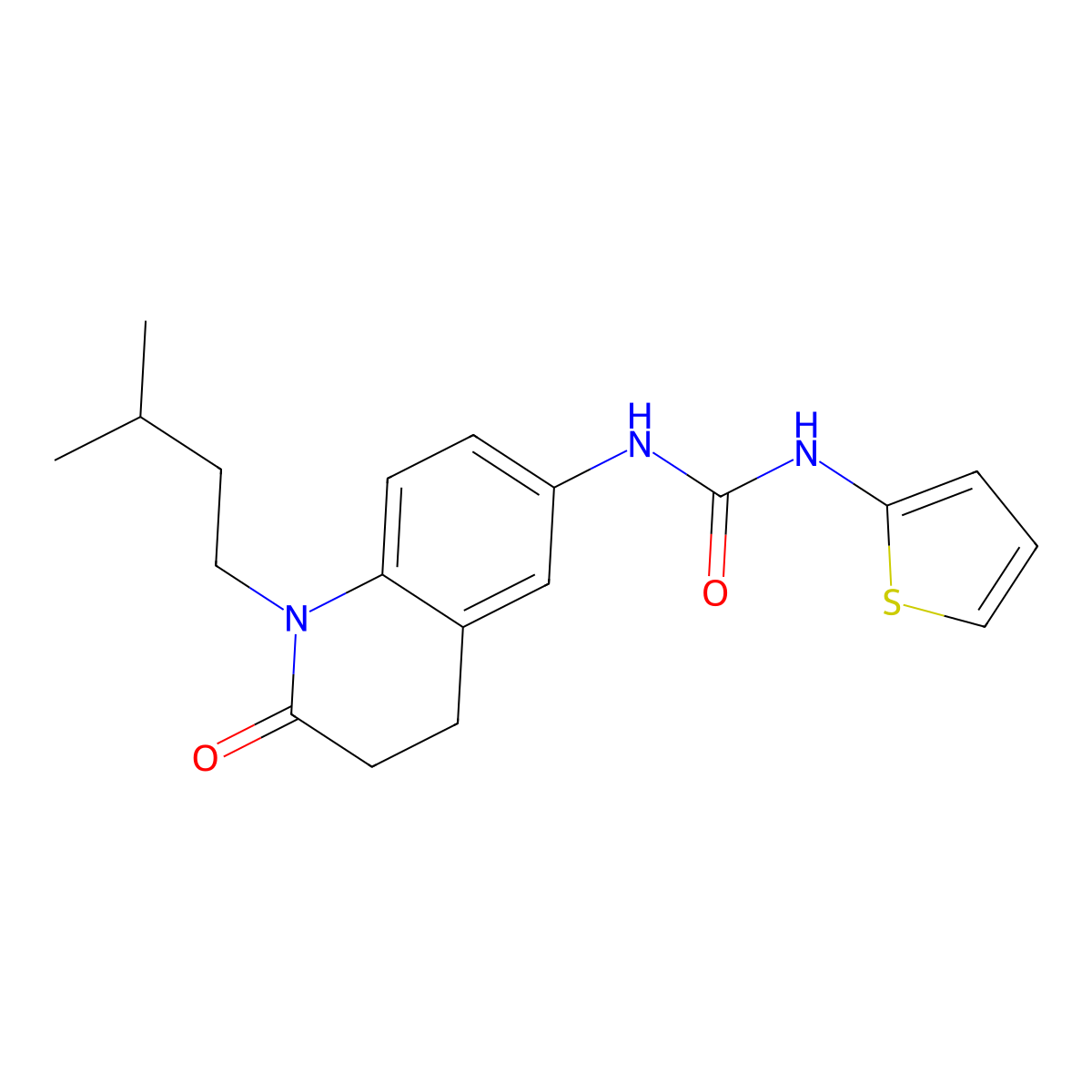 1-(1-Isopentyl-2-oxo-1,2,3,4-tetrahydroquinolin-6-yl)-3-(thiophen-2-yl)urea molecular structure, CAS 1171925-70-4