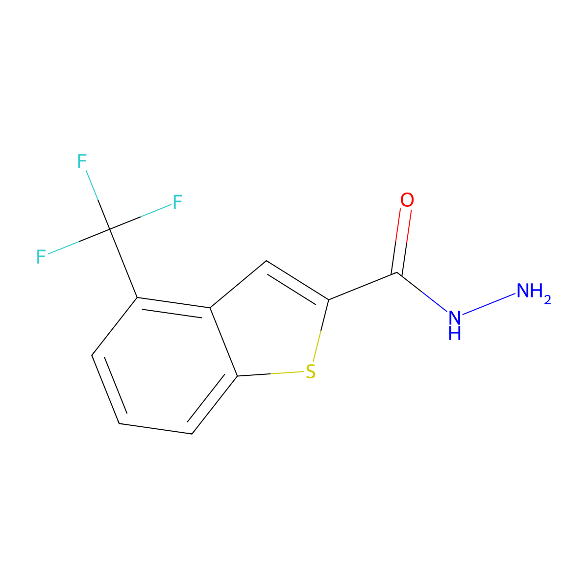 4-(Trifluoromethyl)-1-benzothiophene-2-carbohydrazide molecular structure, CAS 1171927-41-5