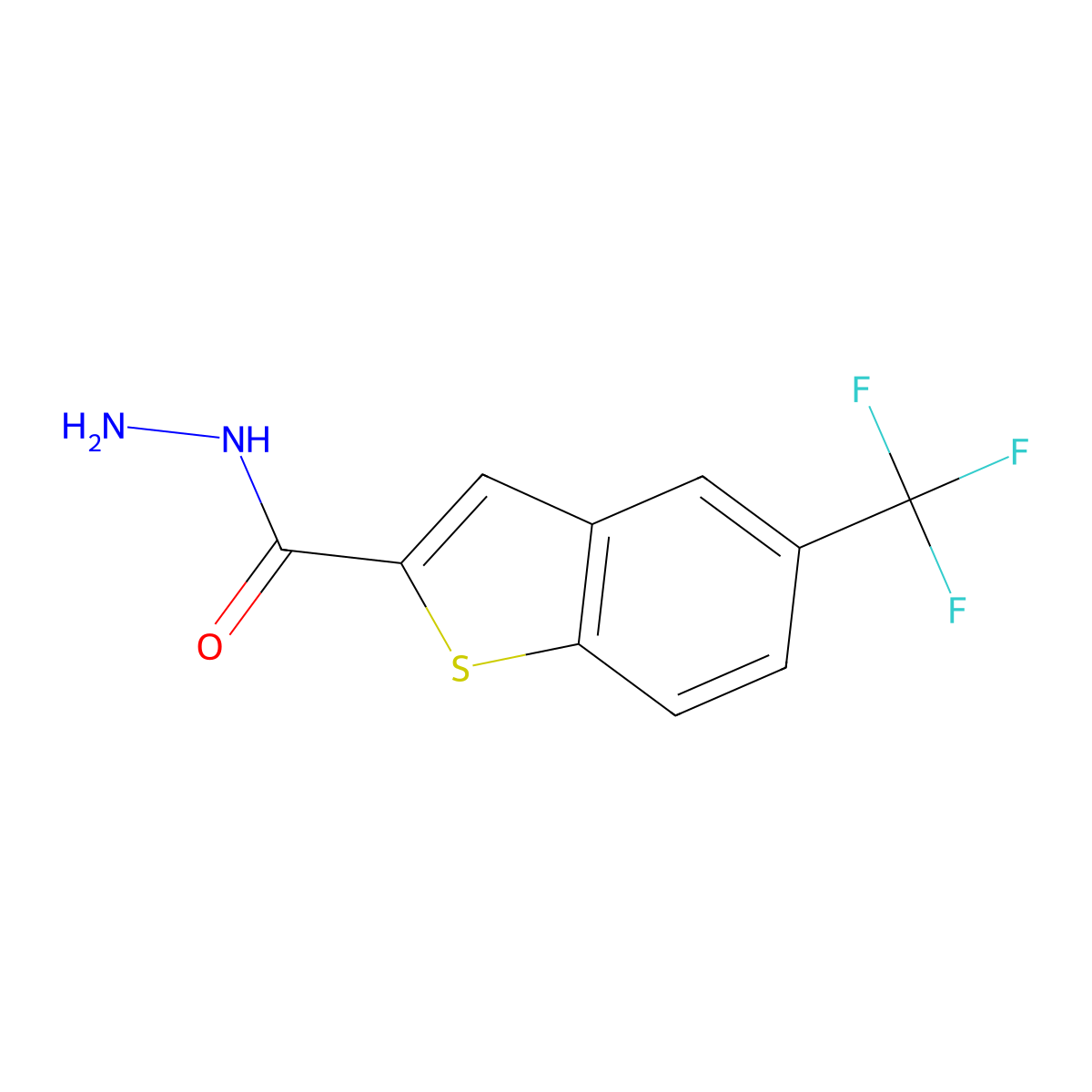 5-(Trifluoromethyl)-1-benzothiophene-2-carbohydrazide molecular structure, CAS 1171927-43-7
