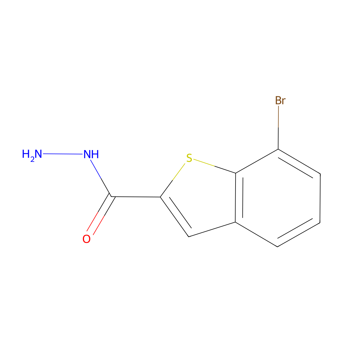7-Bromo-1-benzothiophene-2-carbohydrazide molecular structure, CAS 1171927-51-7