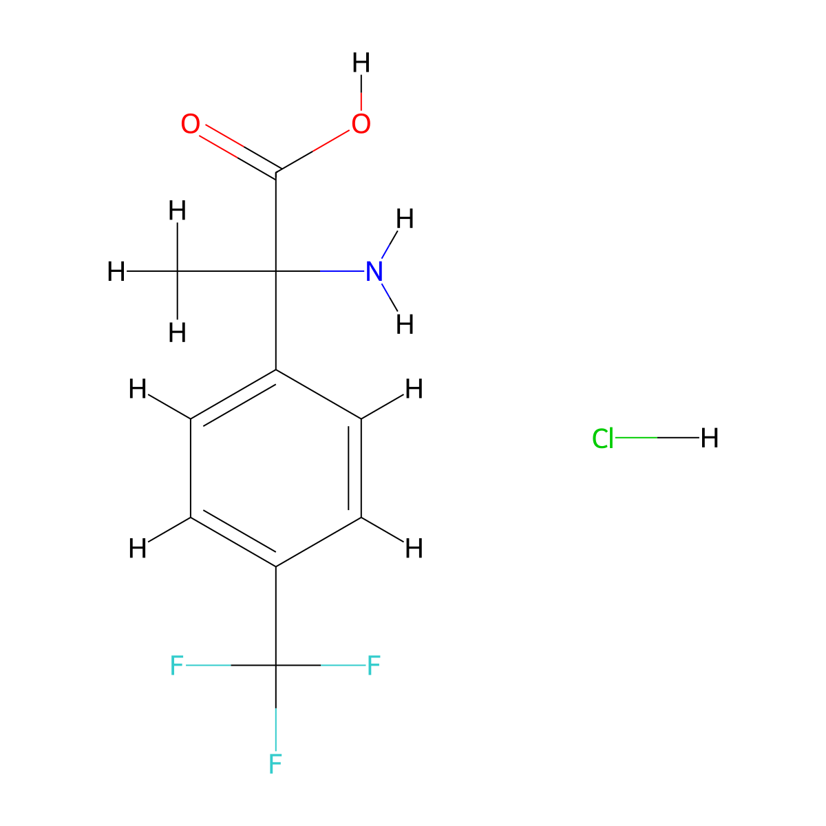 2-Amino-2-(4-(trifluoromethyl)phenyl)propanoic acid hydrochloride molecular structure, CAS 1171929-36-4