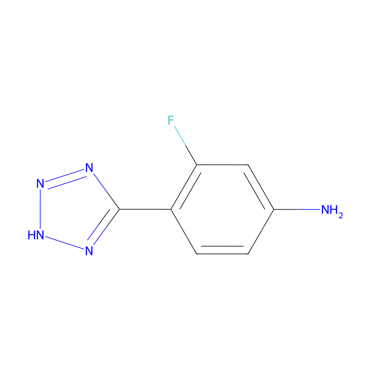3-Fluoro-4-(1H-tetrazol-5-yl)-phenylamine molecular structure, CAS 1171930-26-9
