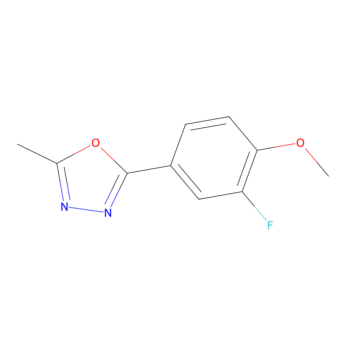 2-(3-Fluoro-4-methoxyphenyl)-5-methyl-1,3,4-oxadiazole molecular structure, CAS 1171931-54-6