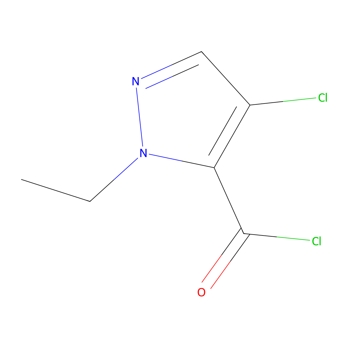 4-chloro-1-ethyl-1H-pyrazole-5-carbonyl chloride molecular structure, CAS 1171932-05-0