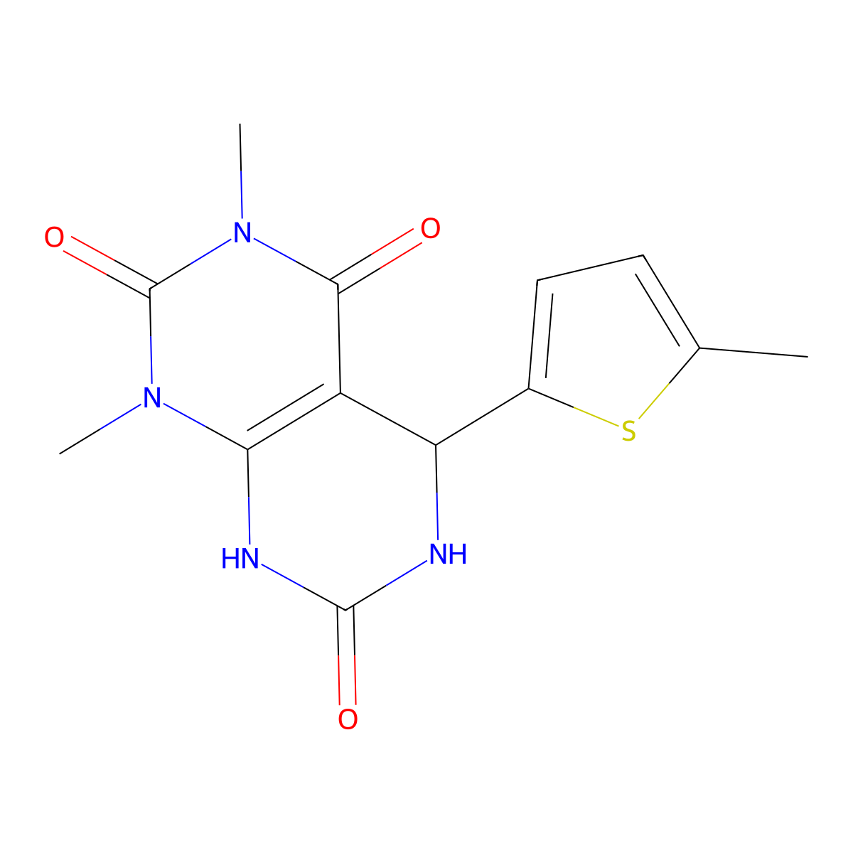 1,3-dimethyl-5-(5-methylthiophen-2-yl)-5,6-dihydropyrimido[4,5-d]pyrimidine-2,4,7(1H,3H,8H)-trione molecular structure, CAS 1171932-26-5