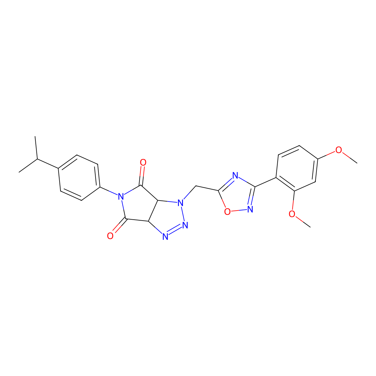 1-((3-(2,4-dimethoxyphenyl)-1,2,4-oxadiazol-5-yl)methyl)-5-(4-isopropylphenyl)-1,6a-dihydropyrrolo[3,4-d][1,2,3]triazole-4,6(3aH,5H)-dione molecular structure, CAS 1171932-89-0