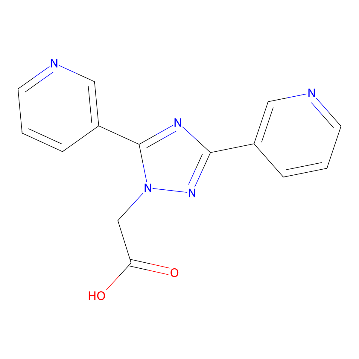 2-(3,5-Di(pyridin-3-yl)-1H-1,2,4-triazol-1-yl)acetic acid molecular structure, CAS 1171933-12-2