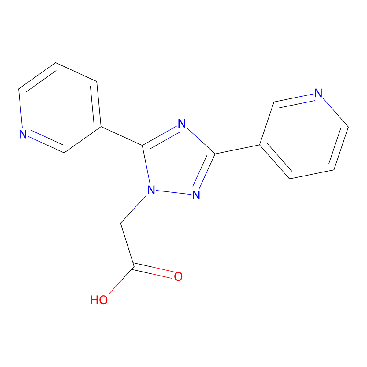 2-(3,5-Di(pyridin-3-yl)-1H-1,2,4-triazol-1-yl)acetic acid molecular structure, CAS 1171933-12-2