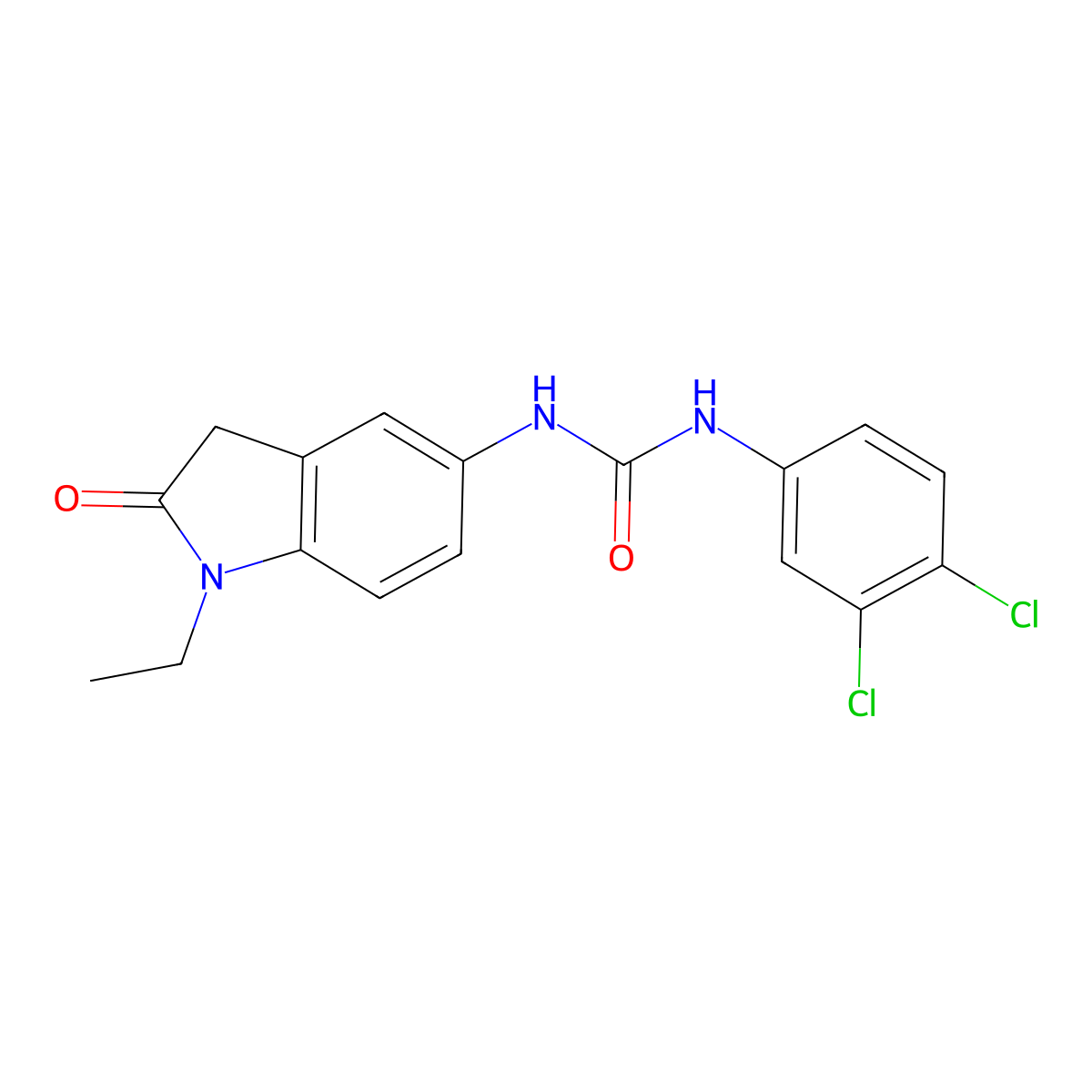 1-(3,4-Dichlorophenyl)-3-(1-ethyl-2-oxoindolin-5-yl)urea molecular structure, CAS 1171933-70-2