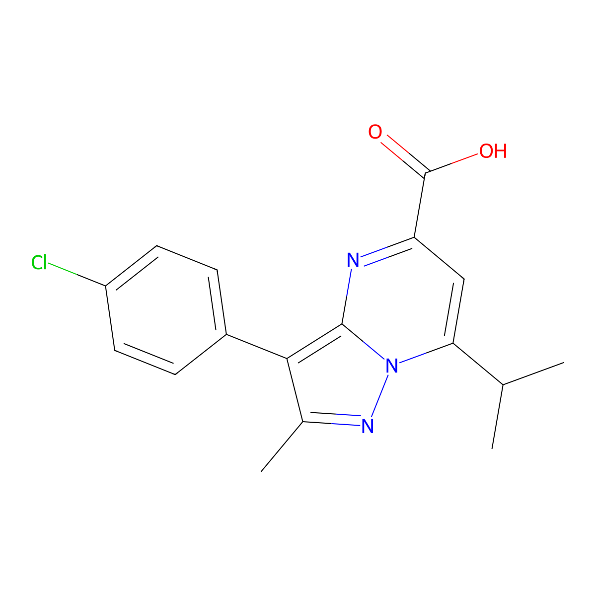 3-(4-Chlorophenyl)-7-isopropyl-2-methylpyrazolo[1,5-a]pyrimidine-5-carboxylic Acid molecular structure, CAS 1171935-45-7