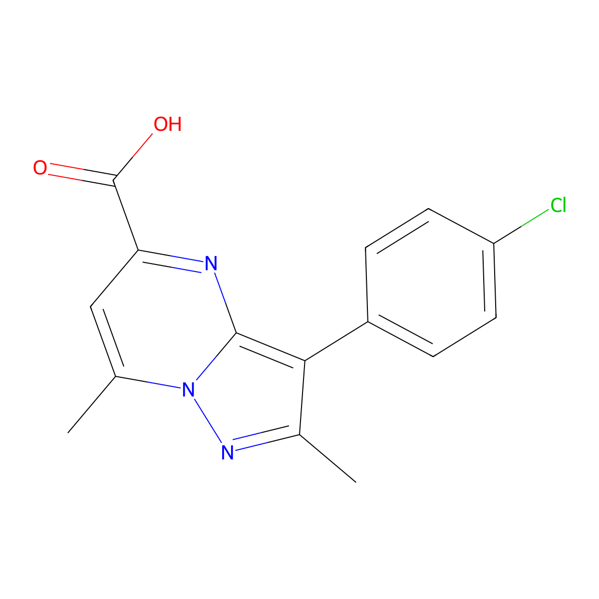 3-(4-Chlorophenyl)-2,7-dimethylpyrazolo[1,5-a]pyrimidine-5-carboxylic acid molecular structure, CAS 1171935-52-6