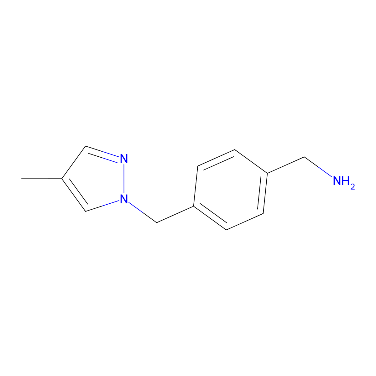 {4-[(4-methyl-1H-pyrazol-1-yl)methyl]phenyl}methanamine molecular structure, CAS 1171936-18-7