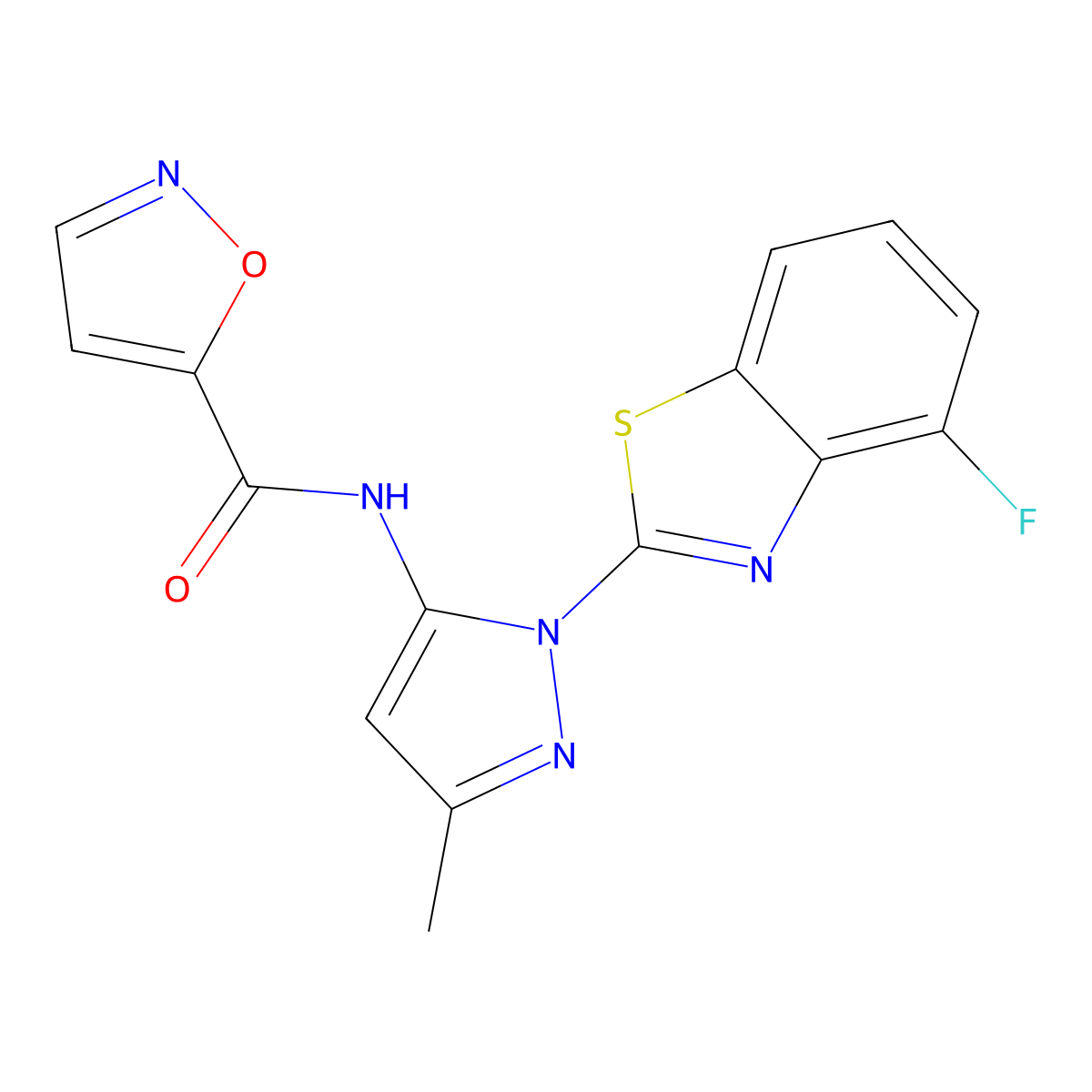 N-(1-(4-fluorobenzo[d]thiazol-2-yl)-3-methyl-1H-pyrazol-5-yl)isoxazole-5-carboxamide molecular structure, CAS 1171939-22-2