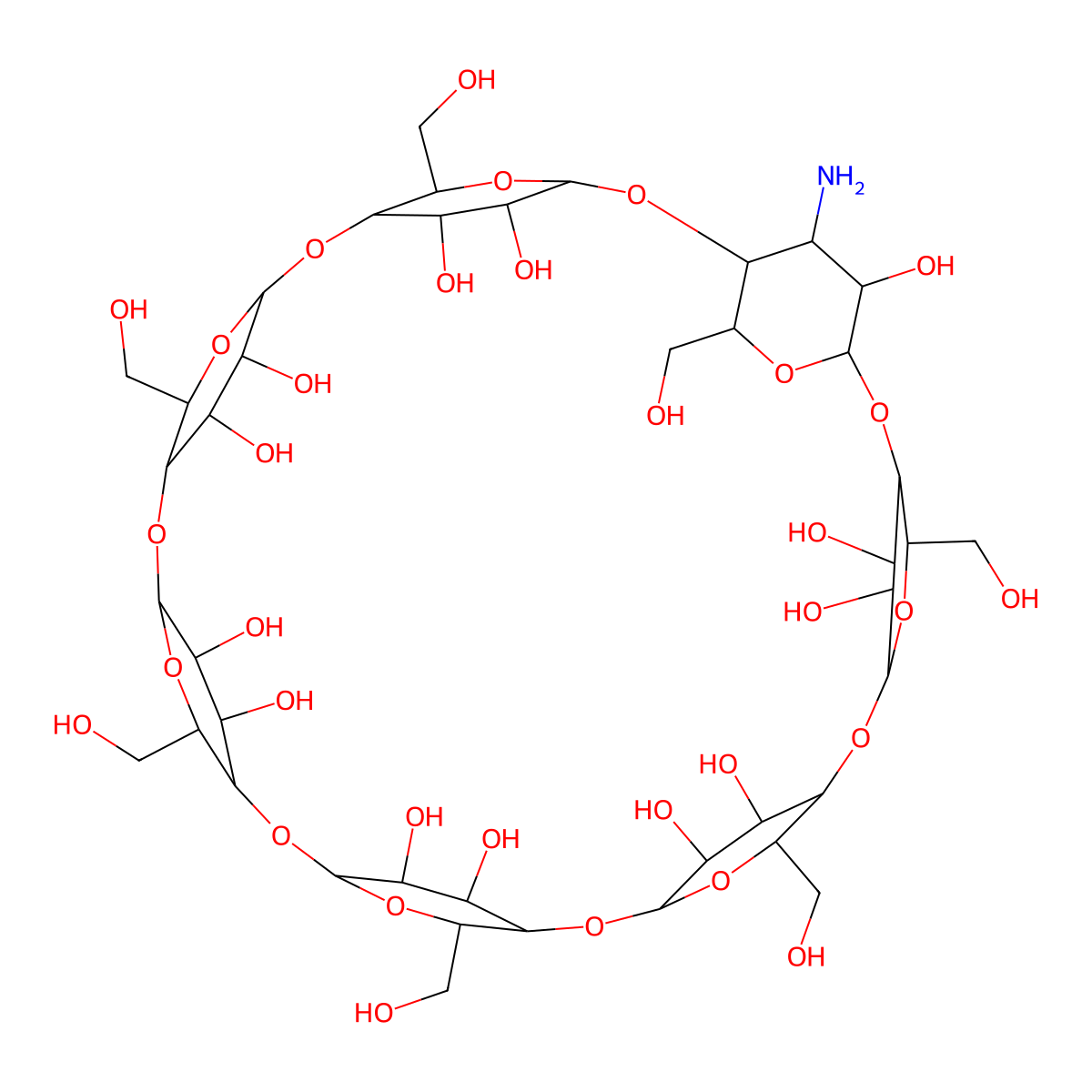 3A-Amino-3A-deoxy-(2AS,3AS)-beta-cyclodextrin molecular structure, CAS 117194-77-1