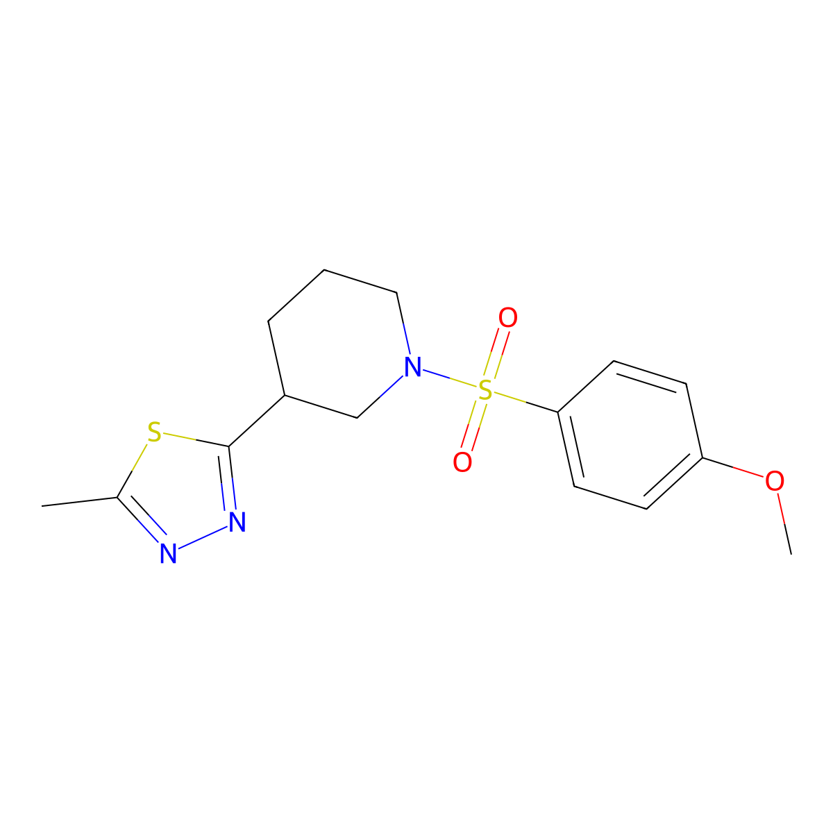 2-(1-((4-Methoxyphenyl)sulfonyl)piperidin-3-yl)-5-methyl-1,3,4-thiadiazole molecular structure, CAS 1171941-73-3