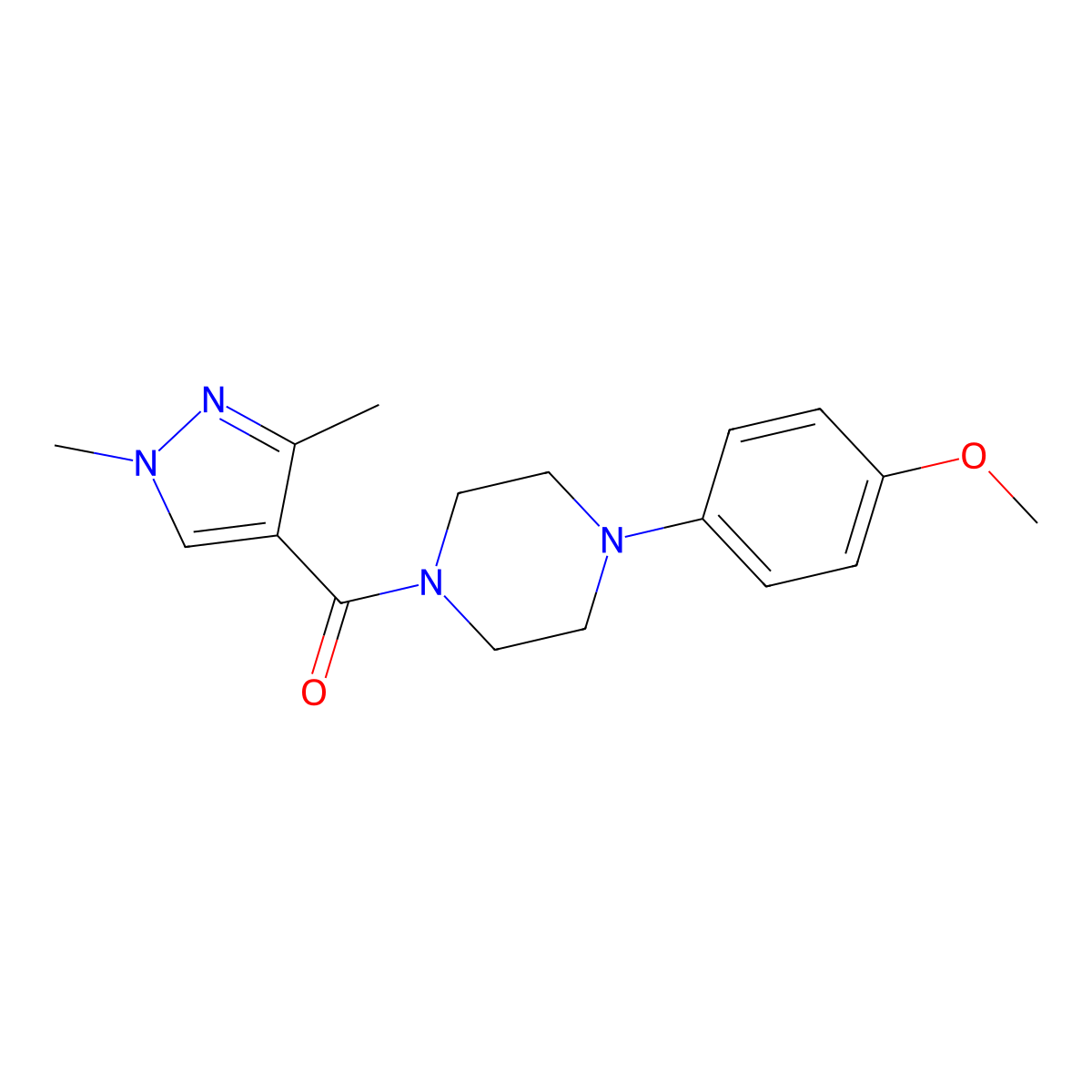 (1,3-dimethyl-1H-pyrazol-4-yl)(4-(4-methoxyphenyl)piperazin-1-yl)methanone molecular structure, CAS 1171947-06-0