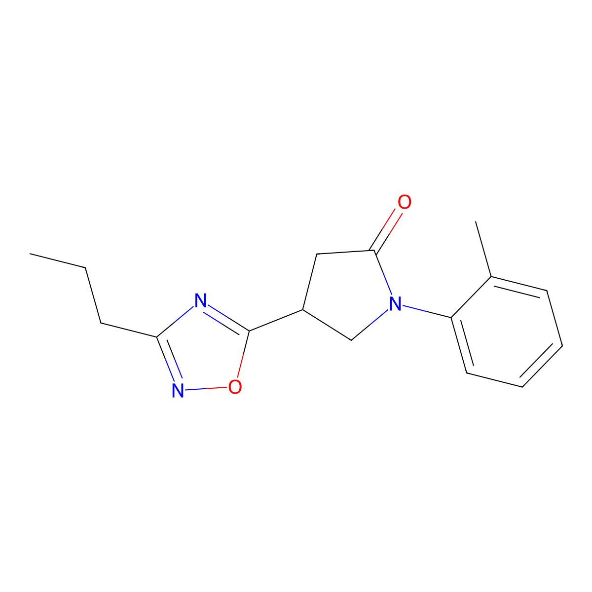 1-(2-Methylphenyl)-4-(3-propyl-1,2,4-oxadiazol-5-yl)pyrrolidin-2-one molecular structure, CAS 1171948-82-5
