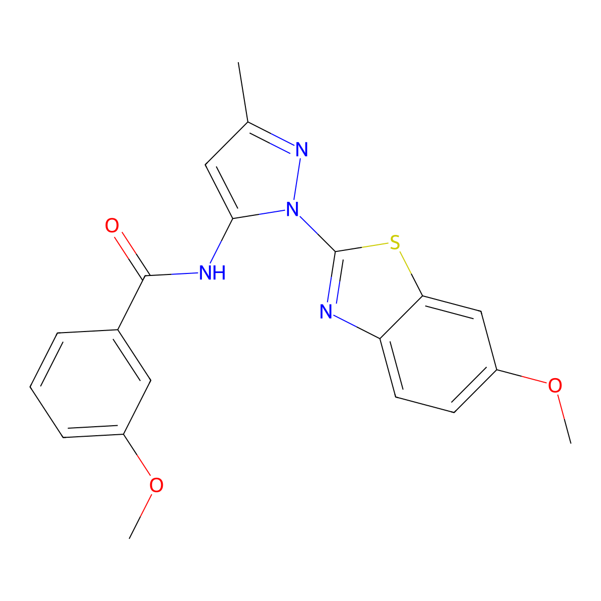 3-methoxy-N-(1-(6-methoxybenzo[d]thiazol-2-yl)-3-methyl-1H-pyrazol-5-yl)benzamide molecular structure, CAS 1171950-42-7