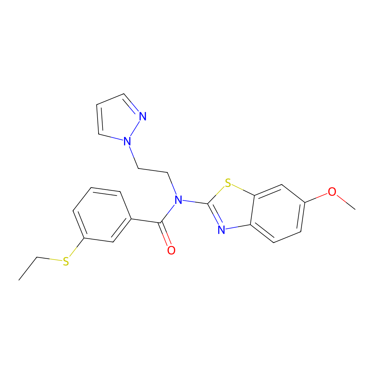 N-(2-(1H-pyrazol-1-yl)ethyl)-3-(ethylthio)-N-(6-methoxybenzo[d]thiazol-2-yl)benzamide molecular structure, CAS 1171956-59-4
