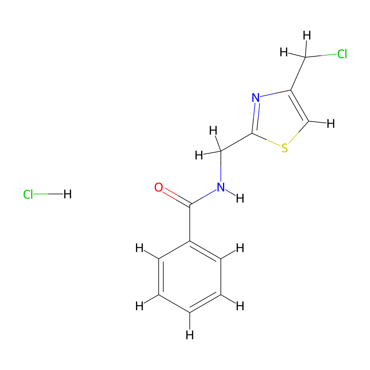 N-{[4-(chloromethyl)-1,3-thiazol-2-yl]methyl}benzamide hydrochloride molecular structure, CAS 1171958-63-6