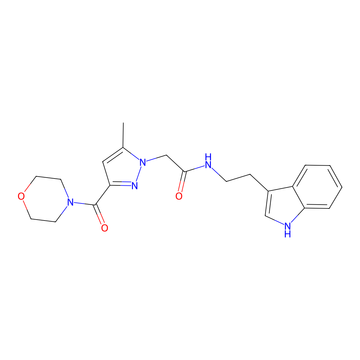 N-[2-(1H-indol-3-yl)ethyl]-2-[5-methyl-3-(morpholine-4-carbonyl)-1H-pyrazol-1-yl]acetamide molecular structure, CAS 1171959-43-5