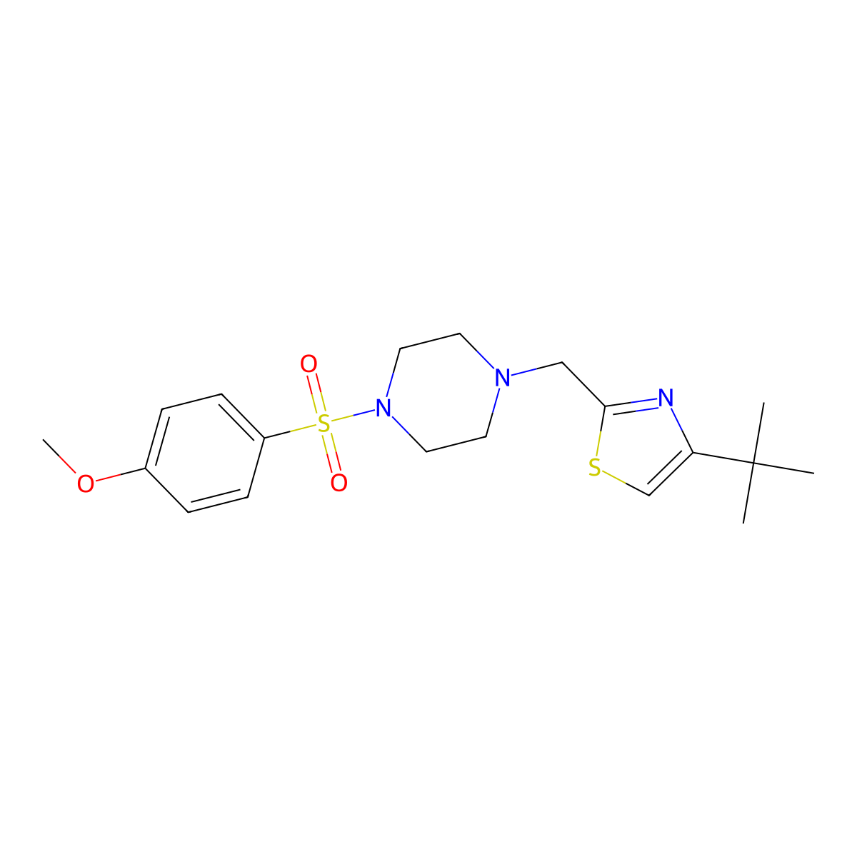 4-(Tert-butyl)-2-((4-((4-methoxyphenyl)sulfonyl)piperazin-1-yl)methyl)thiazole molecular structure, CAS 1171960-38-5