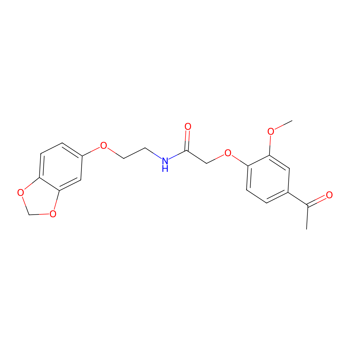 2-(4-acetyl-2-methoxyphenoxy)-N-(2-(benzo[d][1,3]dioxol-5-yloxy)ethyl)acetamide molecular structure, CAS 1171960-93-2