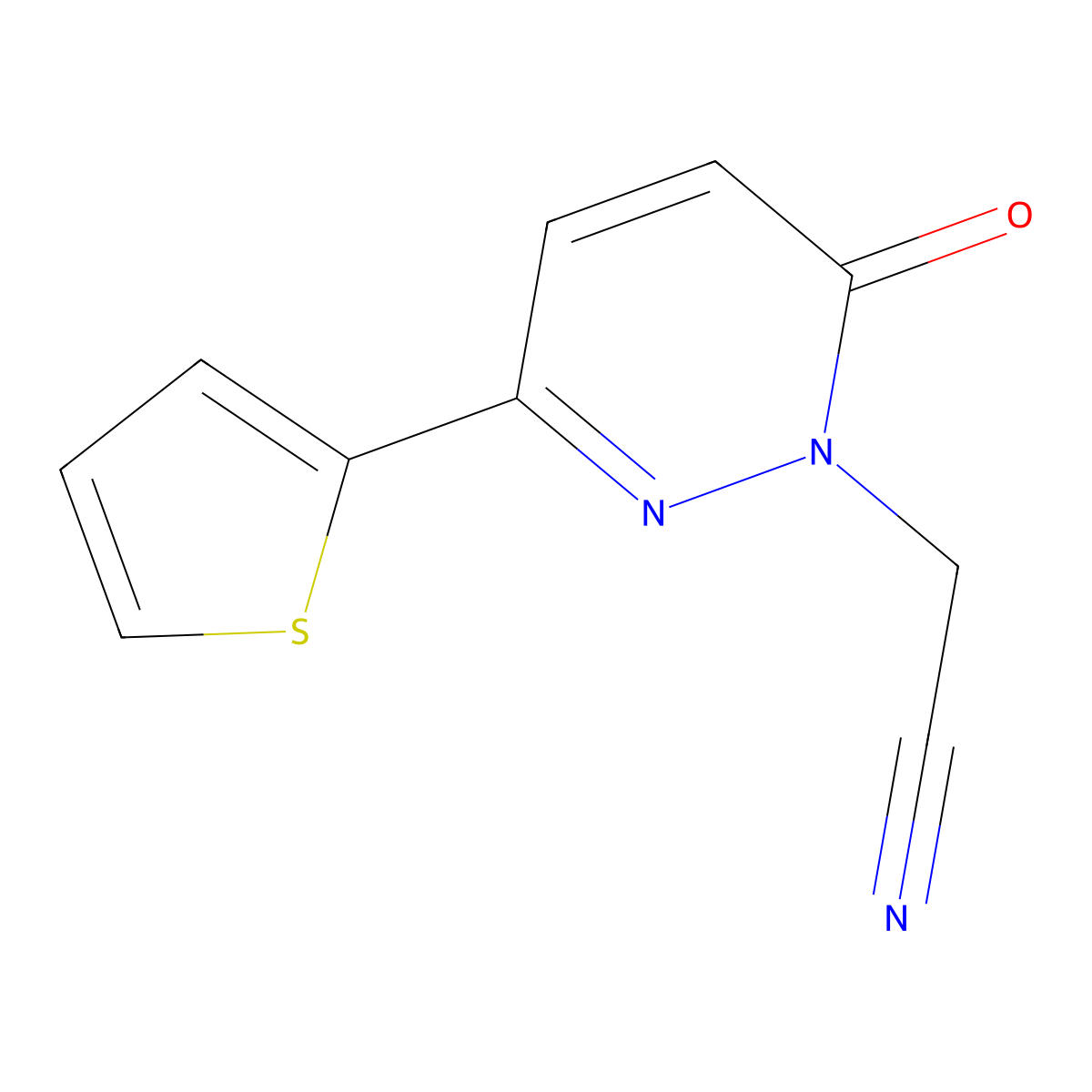 2-[6-Oxo-3-(thiophen-2-yl)-1,6-dihydropyridazin-1-yl]acetonitrile molecular structure, CAS 1171961-79-7