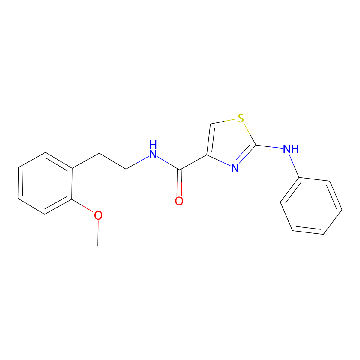 N-(2-methoxyphenethyl)-2-(phenylamino)thiazole-4-carboxamide molecular structure, CAS 1171961-87-7