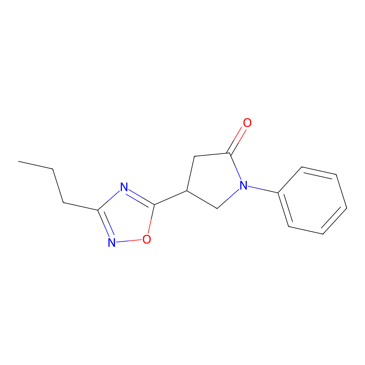 1-Phenyl-4-(3-propyl-1,2,4-oxadiazol-5-yl)pyrrolidin-2-one molecular structure, CAS 1171964-62-7