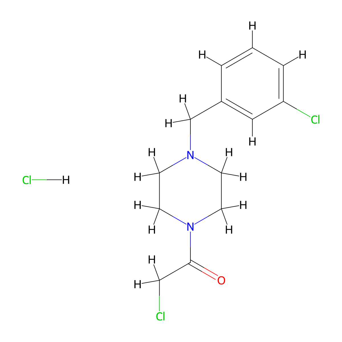2-Chloro-1-{4-[(3-chlorophenyl)methyl]piperazin-1-yl}ethan-1-one hydrochloride molecular structure, CAS 1171964-76-3